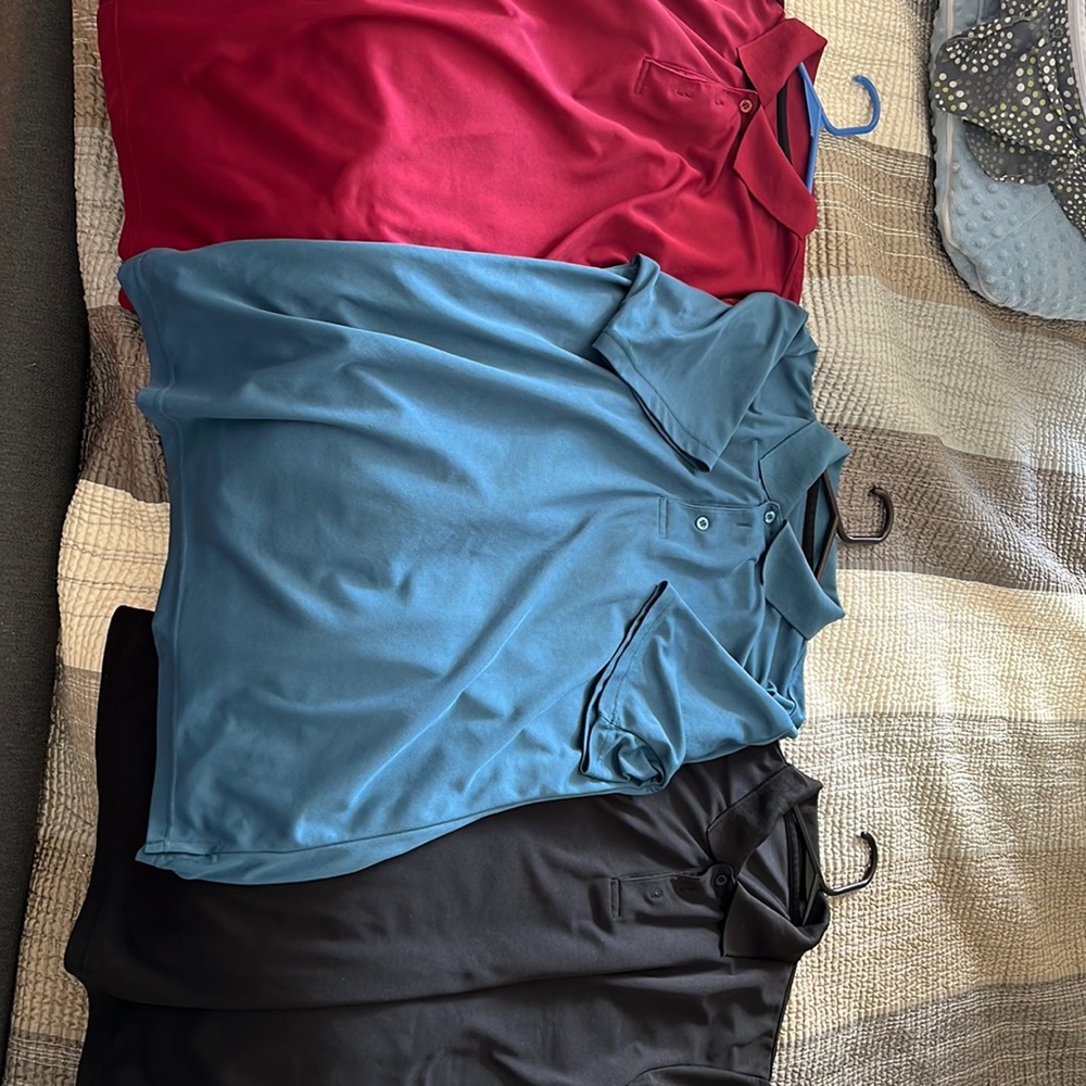3 Amazon Essentials Polo Golf Shirt. Quick dry, stretchy